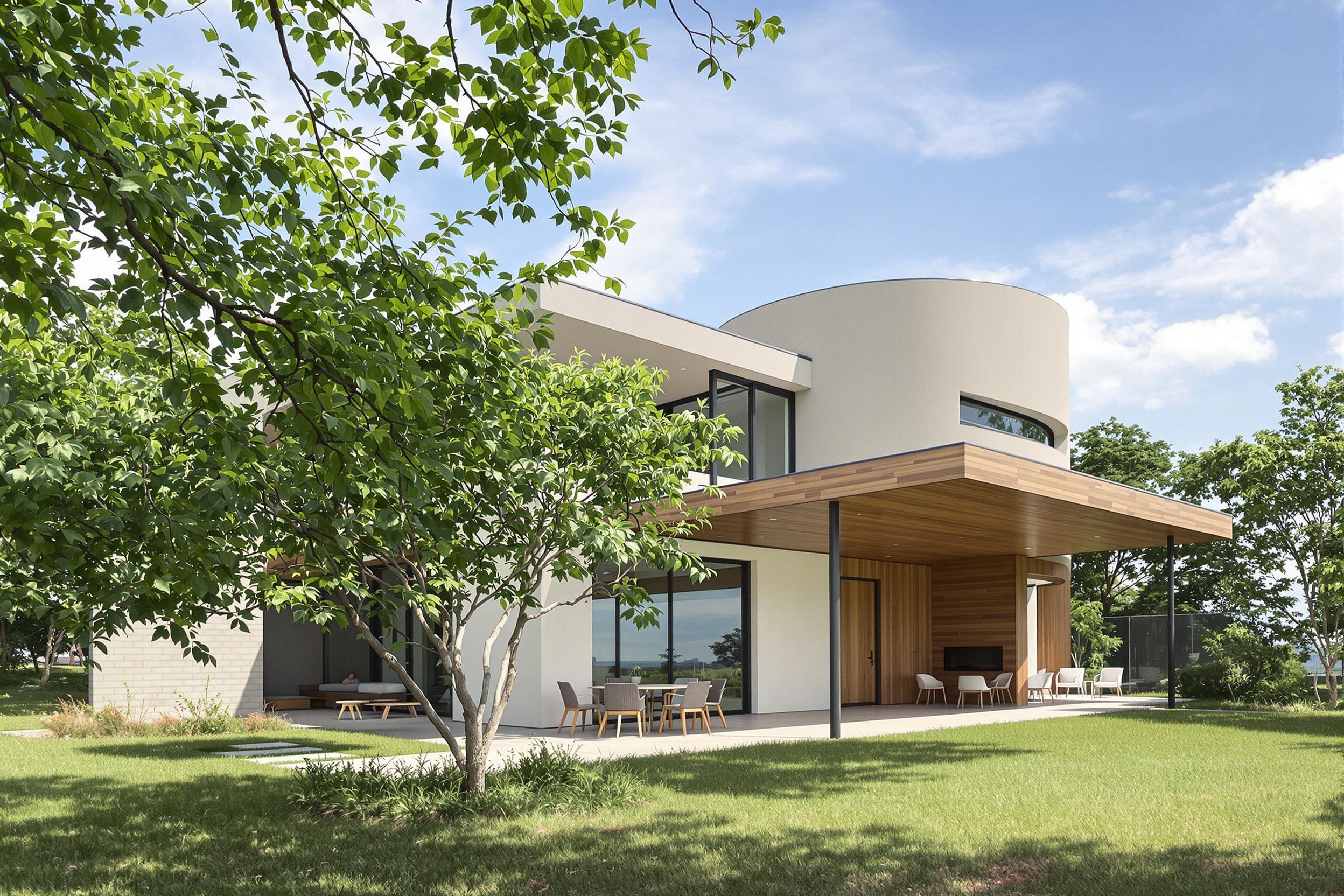 Maison bioclimatique avec protection solaire extérieure