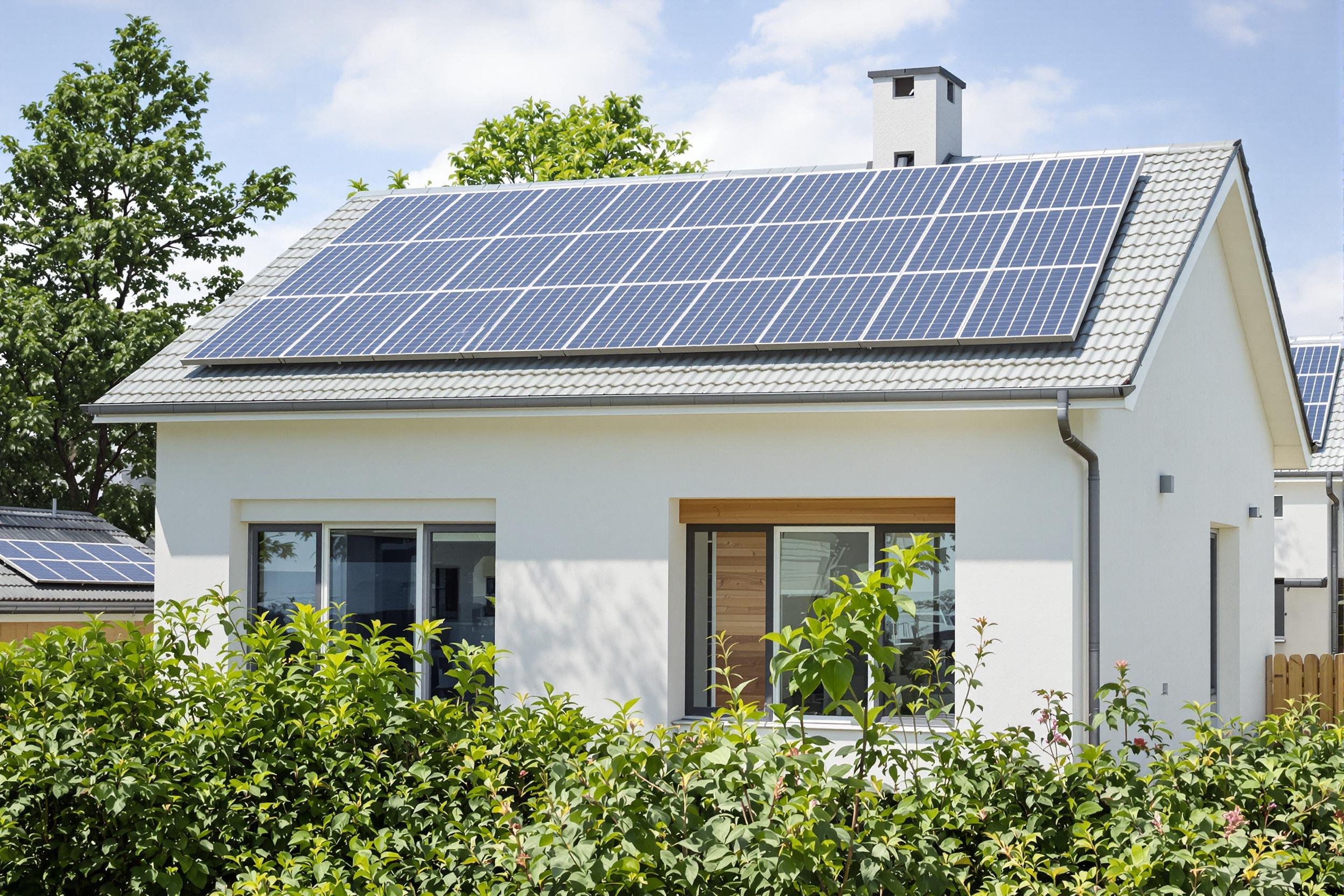 Maison moderne et écoénergétique avec panneaux solaires